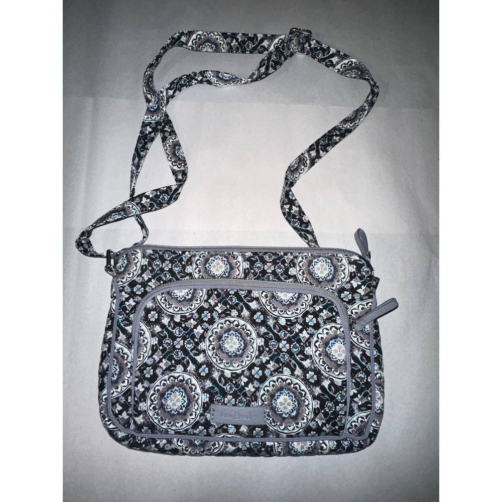 Vera Bradley Charcoal Medallion Quilted Cotton Crossbody Bag Shoulder Purse